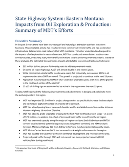 Impacts from Oil Exploration and Production: Summary of MDT's Efforts