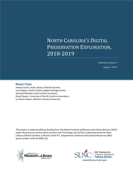 North Carolina's Digital Preservation Exploration