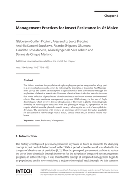 Management Practices for Insect Resistance in Bt Maize