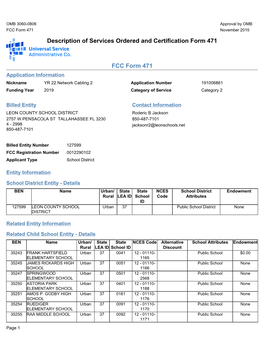 Description of Services Ordered and Certification Form 471 FCC Form