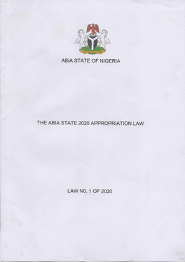 Approved 2020 Appropriation Bill