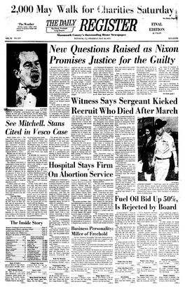 2,000 May Walk Foi New Questions Raised As Nixon Promises Justice