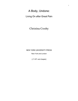 A Body, Undone: Christina Crosby