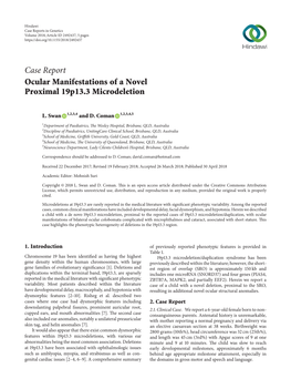 Ocular Manifestations of a Novel Proximal 19P13. 3 Microdeletion