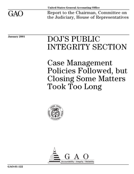 GAO-01-122 DOJ's Public Integrity Section