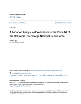 A Location Analysis of Vandalism to the Rock Art of the Columbia River Gorge National Scenic Area