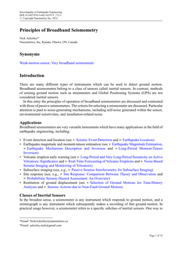 Principles of Broadband Seismometry