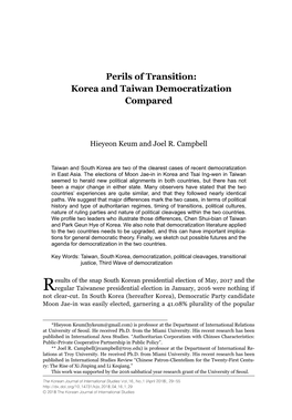 Korea and Taiwan Democratization Compared