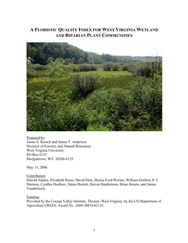 A Floristic Quality Index for West Virginia Wetland and Riparian Plant Communities