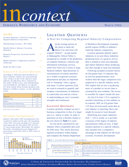 Location Quotients Location Quotients: a Tool for Comparing 1 Regional Industry Compositions a Tool for Comparing Regional Industry Compositions