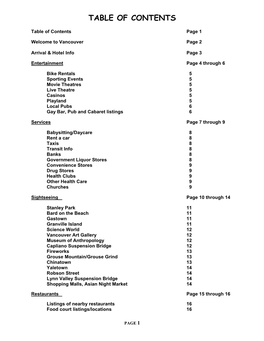 Table of Contents