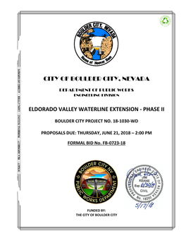 City of Boulder City, Nevada Eldorado Valley Waterline