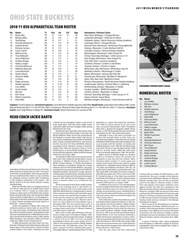 Ohio State Buckeyes 2010-11 OSU Alphabetical Team Roster