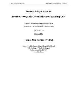 Pre-Feasibility Report Fibrol Non-Ionics Private Limited