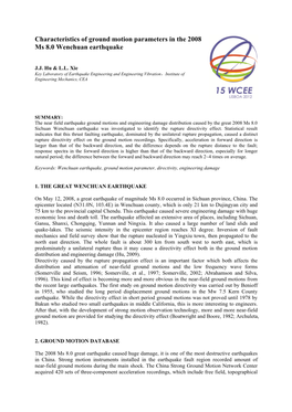 Characteristics of Ground Motion Parameters in the 2008 Ms 8.0 Wenchuan Earthquake