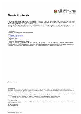 Phylogenetic Relationships in the Festuca-Lolium Complex