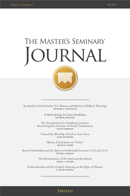 TMS.Edu the MASTER’S SEMINARY JOURNAL Published by the MASTER’S SEMINARY