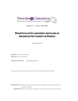 Disarticulated Laughers: Backlash in Broadcasted Comedy in France
