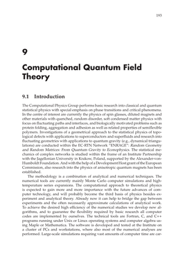 9 Computational Quantum Field Theory