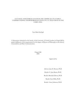 Gay Male and Lesbian Youth in the American (Tv) Family: Understanding Their Representation on U.S