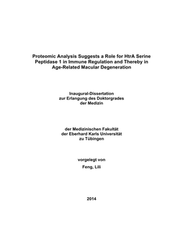Proteomic Analysis Suggests a Role for Htra Serine Peptidase 1 in Immune Regulation and Thereby in Age-Related Macular Degeneration