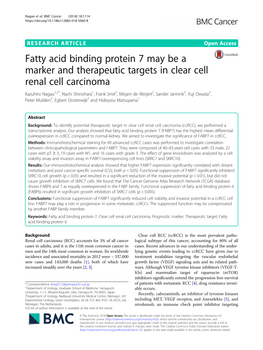 Fatty Acid Binding Protein 7 May Be a Marker and Therapeutic Targets In