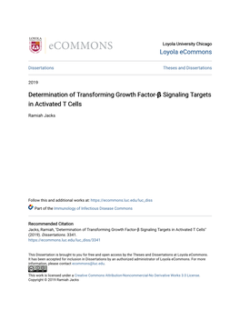 Determination of Transforming Growth Factor-Β Signaling Targets in Activated T Cells