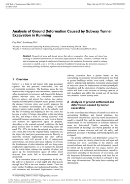 Analysis of Ground Deformation Caused by Subway Tunnel Excavation in Kunming