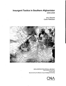 Insurgent Tactics in Southern Afghanistan 2005-2008