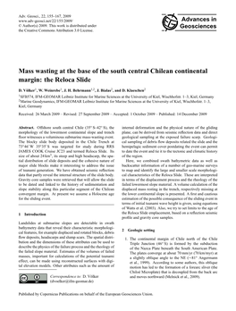 Mass Wasting at the Base of the South Central Chilean Continental Margin: the Reloca Slide