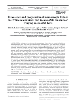 Prevalence and Progression of Macroscopic Lesions in Orbicella Annularis and O