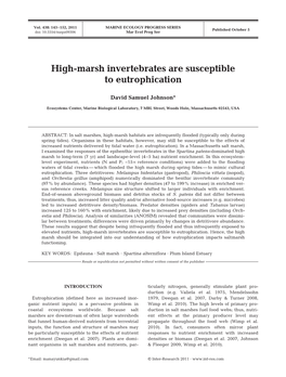 High-Marsh Invertebrates Are Susceptible to Eutrophication