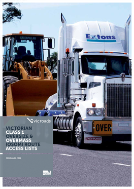 Victorian Class 1 Oversize & Overmass (Osom) Route Access Lists