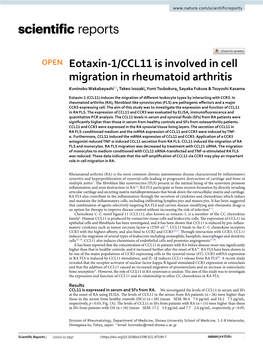 Eotaxin-1/CCL11 Is Involved in Cell Migration in Rheumatoid Arthritis