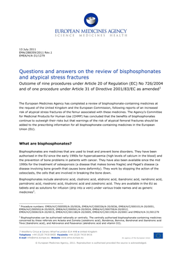 Questions and Answers on the Review of Bisphosphonates and Atypical