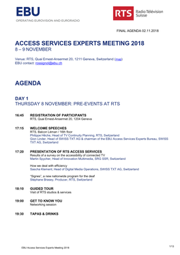 Access Services Experts Meeting 2018 Agenda