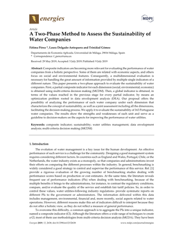 A Two-Phase Method to Assess the Sustainability of Water Companies