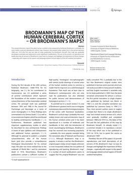 Brodmann's Map of the Human Cerebral Cortex