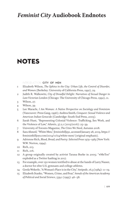 Feminist City Audiobook Endnotes