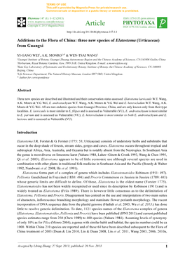 Three New Species of Elatostema (Urticaceae) from Guangxi