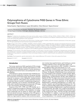 Polymorphisms of Cytochrome P450 Genes in Three Ethnic Groups From