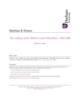 The Making of the British Early Palaeolithic, 1880-1960