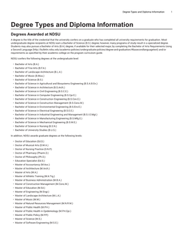 Degree Types and Diploma Information 1