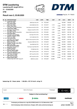 DTM Lausitzring Lausitzring GP, Length 4570 M 21