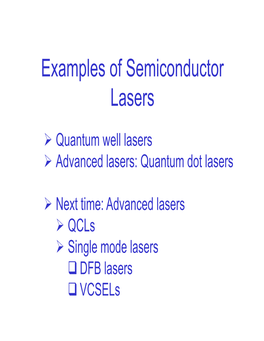 Examples of Semiconductor Lasers
