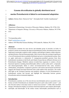 Genome Diversification in Globally Distributed Novel Marine