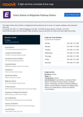 E Light Rail Time Schedule & Line Route