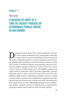 A Beacon of Hope at a Time of Crisis? Pursuit of Affordable Public Water in Baltimore