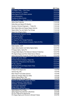 RYF Time Slots.Xlsx