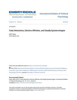 Fatal Attractions, Elective Affinities, and Deadly Epistemologies